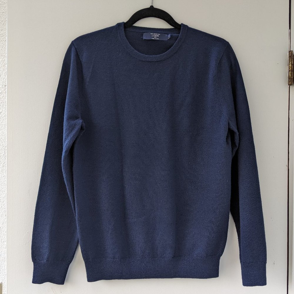 100% Merino Wool Navy Blue J Crew Crewneck Sweater